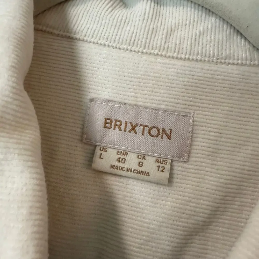 Brixton Women's Mersey‎ Coverall Corduroy Jumpsuit Long Sleeve Cream Tan Large